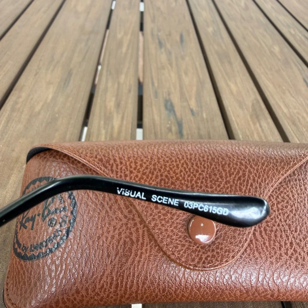 Ray-Ban Mens Aviator Sunglasses Black Metal Frame Brown Glass Visual Scene